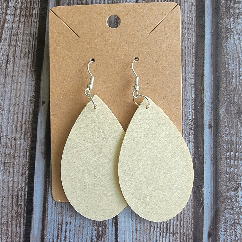Beige Faux Leather Earrings
